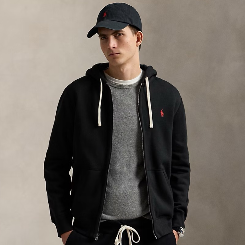 Black Hoodie with Red Polo Logo